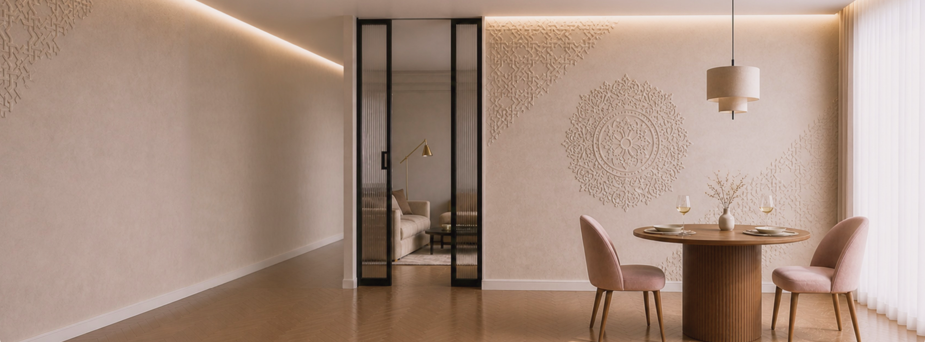 Premium Buy 2 Get 1 Free promotion banner by DFA Decor, showcasing stylish interior wall stencils for DIY home makeovers.