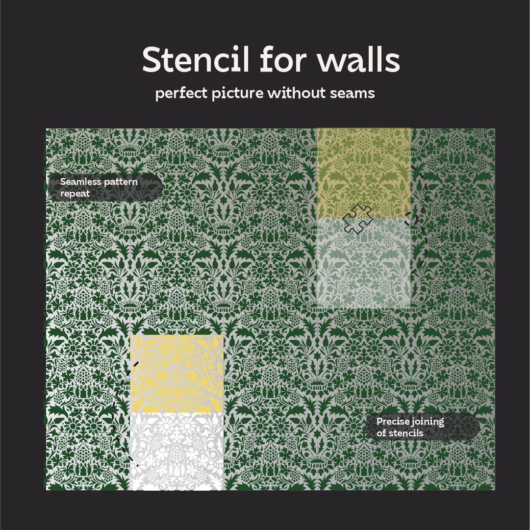 DFA Reusable Stencil "Nature" for Plaster and Paint 0.3–1 mm – William Morris Collection (P00191)
