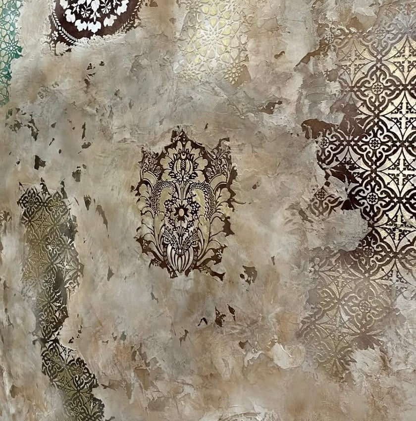 Elegant wall pattern with stencil DFA Damask 0.3-1 mm (D00025)