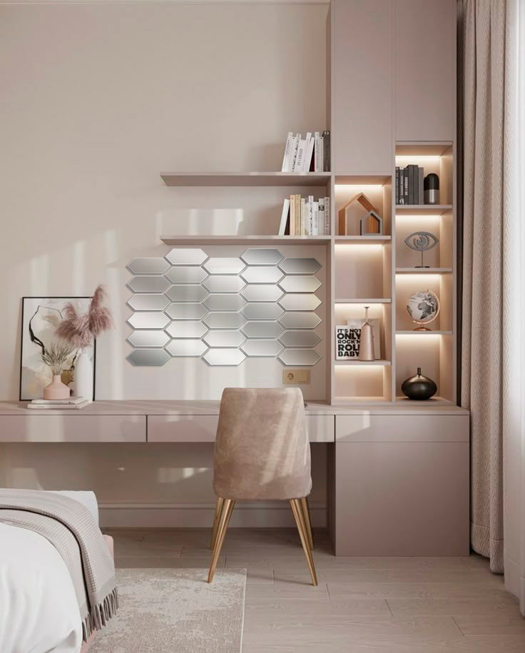 Geometric Magic: DFA Mirror Honeycombs Visually Expanding Space 15pcs/30pcs (YA00011)