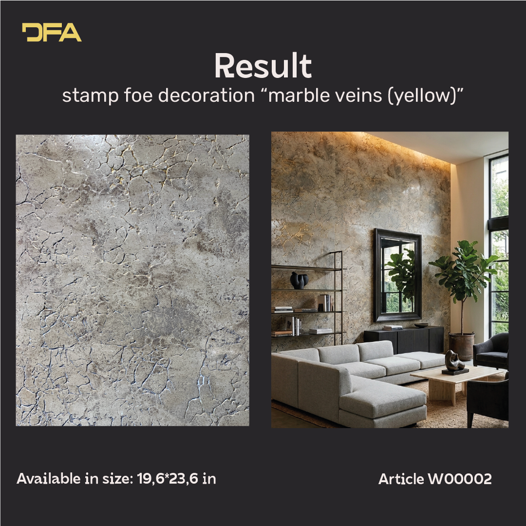 Silicone impression for decoration Marble veins yellow W00002