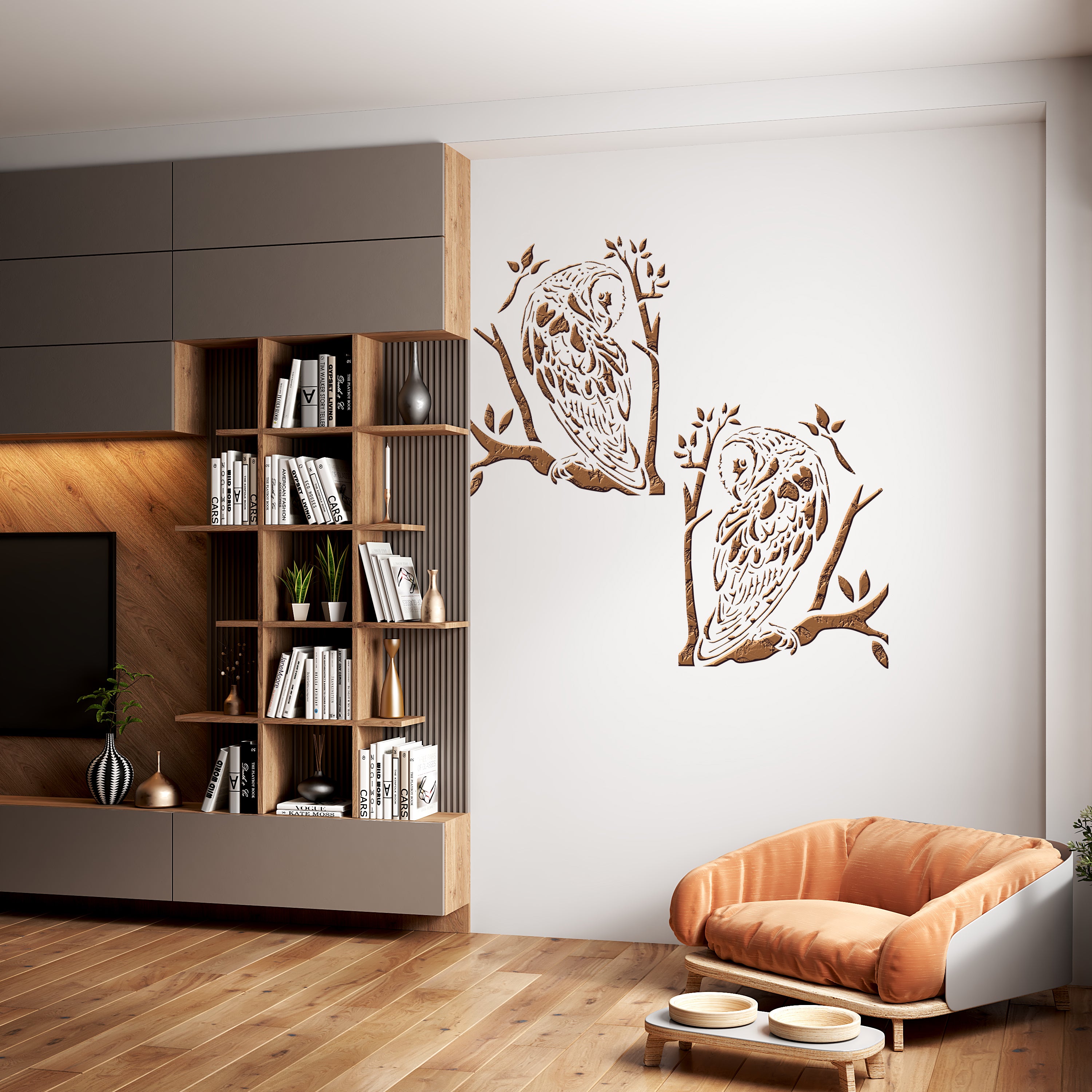 Stencil Owl DFA animals for walls for plaster and paint 0.3-1mm (J00046)