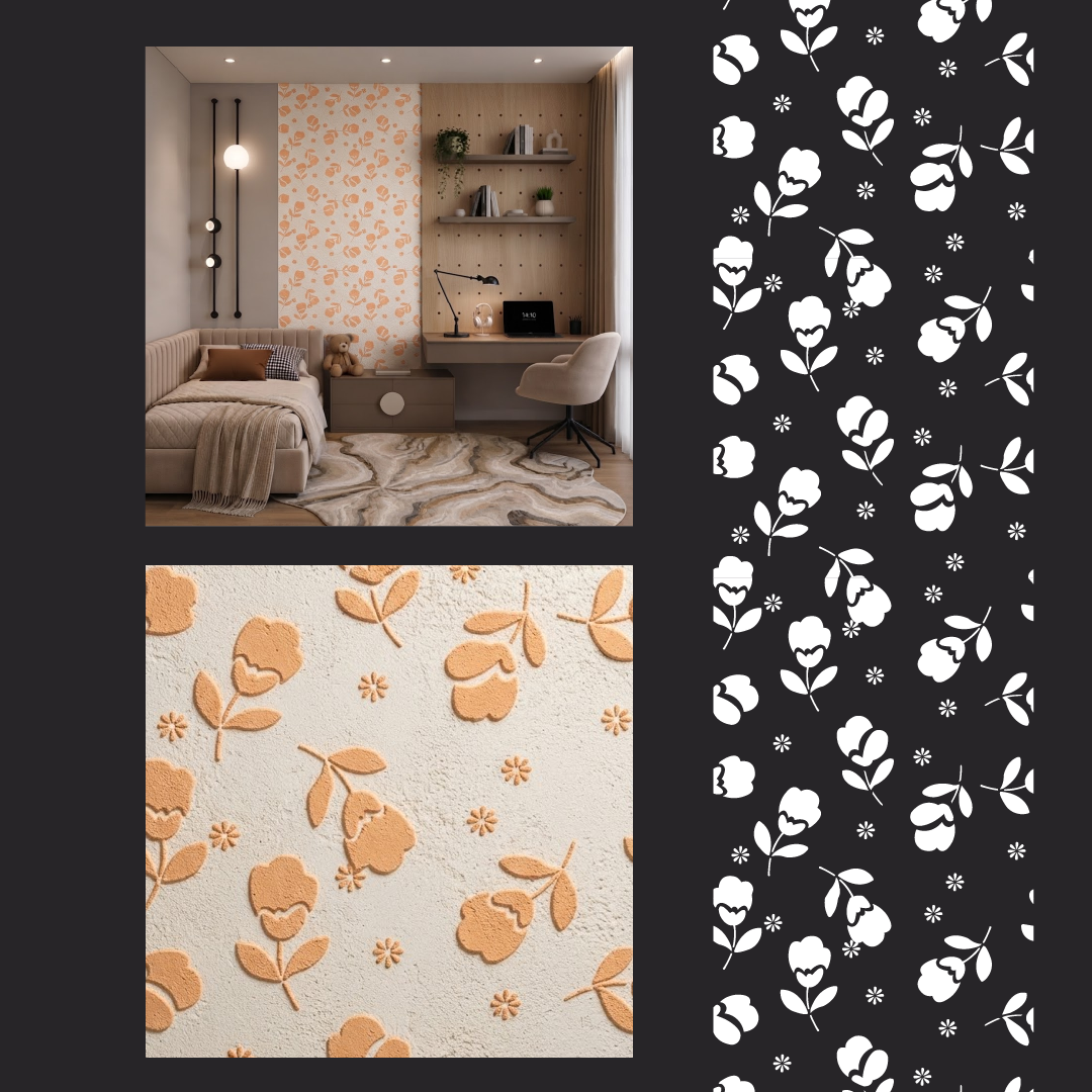 Floral wall patterns – a magical atmosphere for a child's room with DFA 0.3–1 mm (E00102)