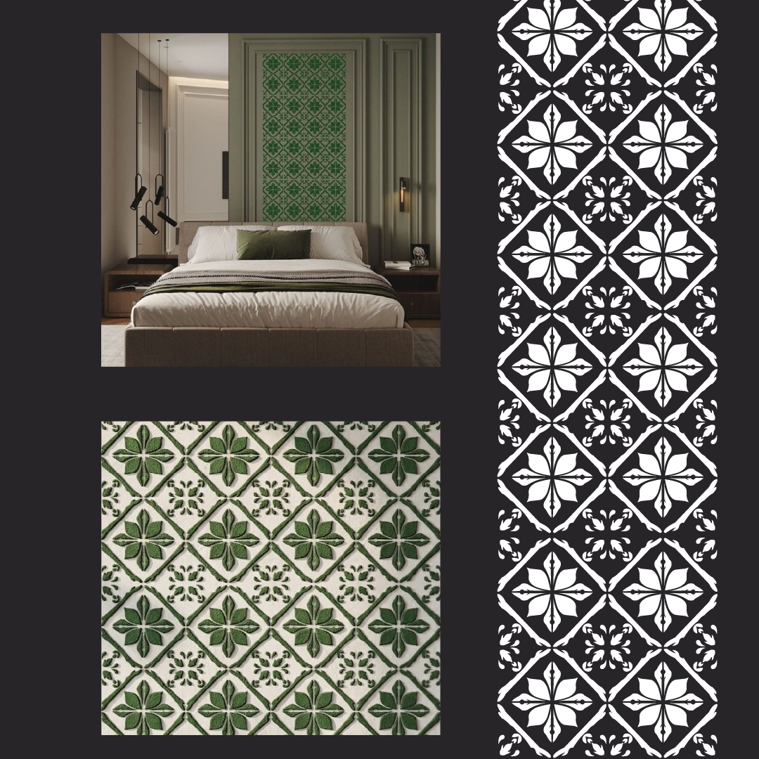 Square Patterns for Vibrant Interiors: DFA 0.3–1 mm Decorative Stencil (K00137)