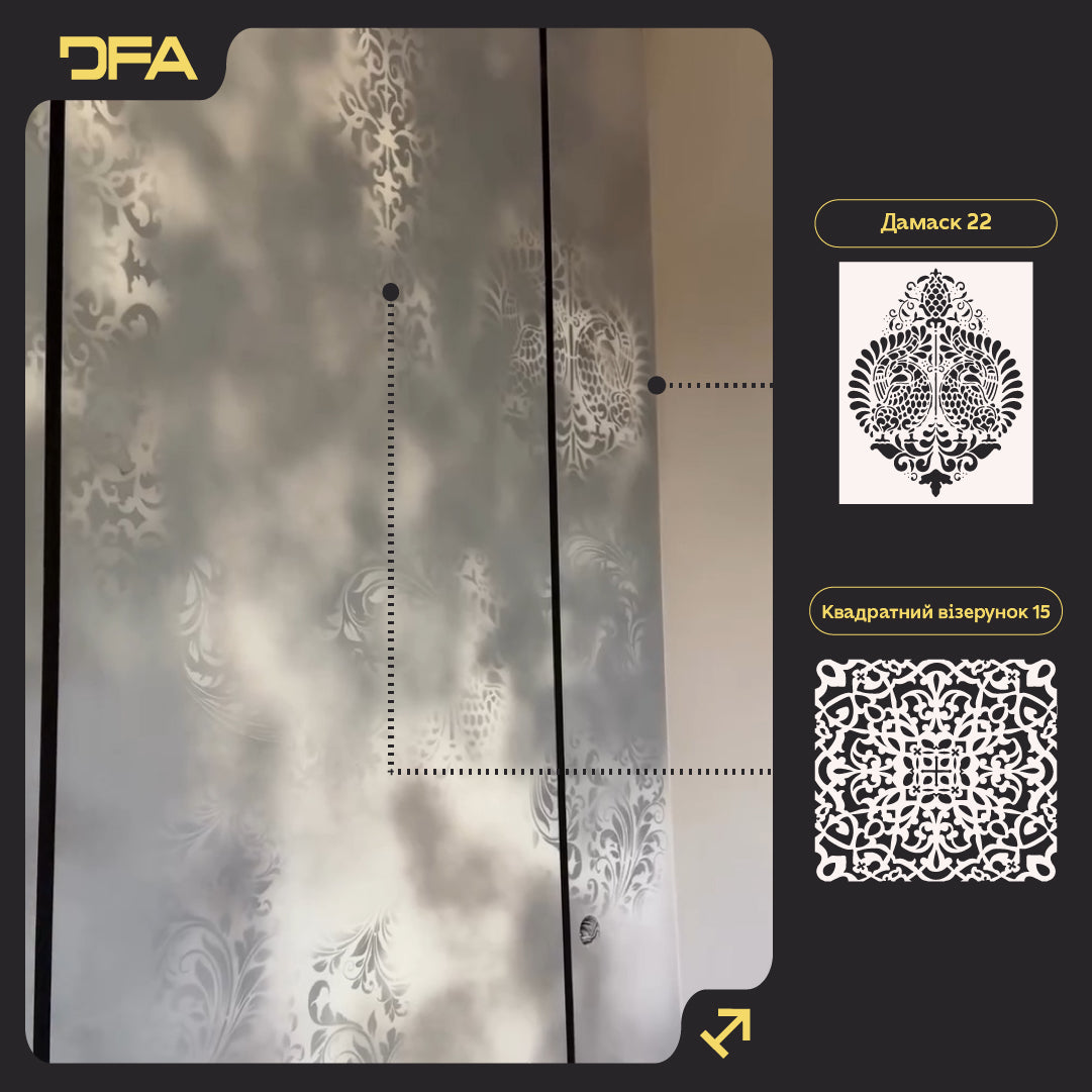 Set of 2 DFA stencils Classic and modern with your own hands - Create a unique decor 0.3-1 mm (N00154)