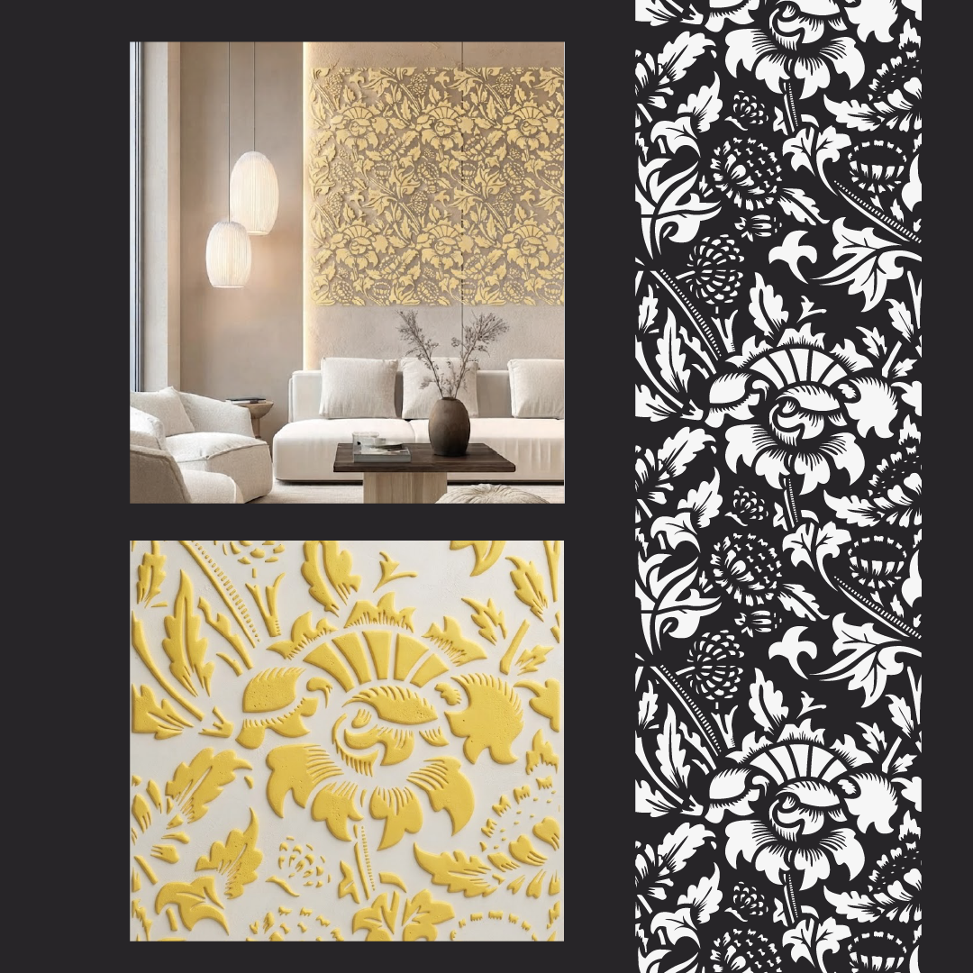DFA Reusable Stencil "Nature" for Plaster and Paint 0.3–1 mm – William Morris Collection (P00184)