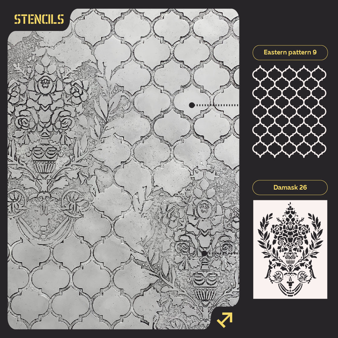 Set for wall decoration under plaster and paint 29 (Damask 26 + Oriental pattern 9) 0.3-1 mm (N00029)