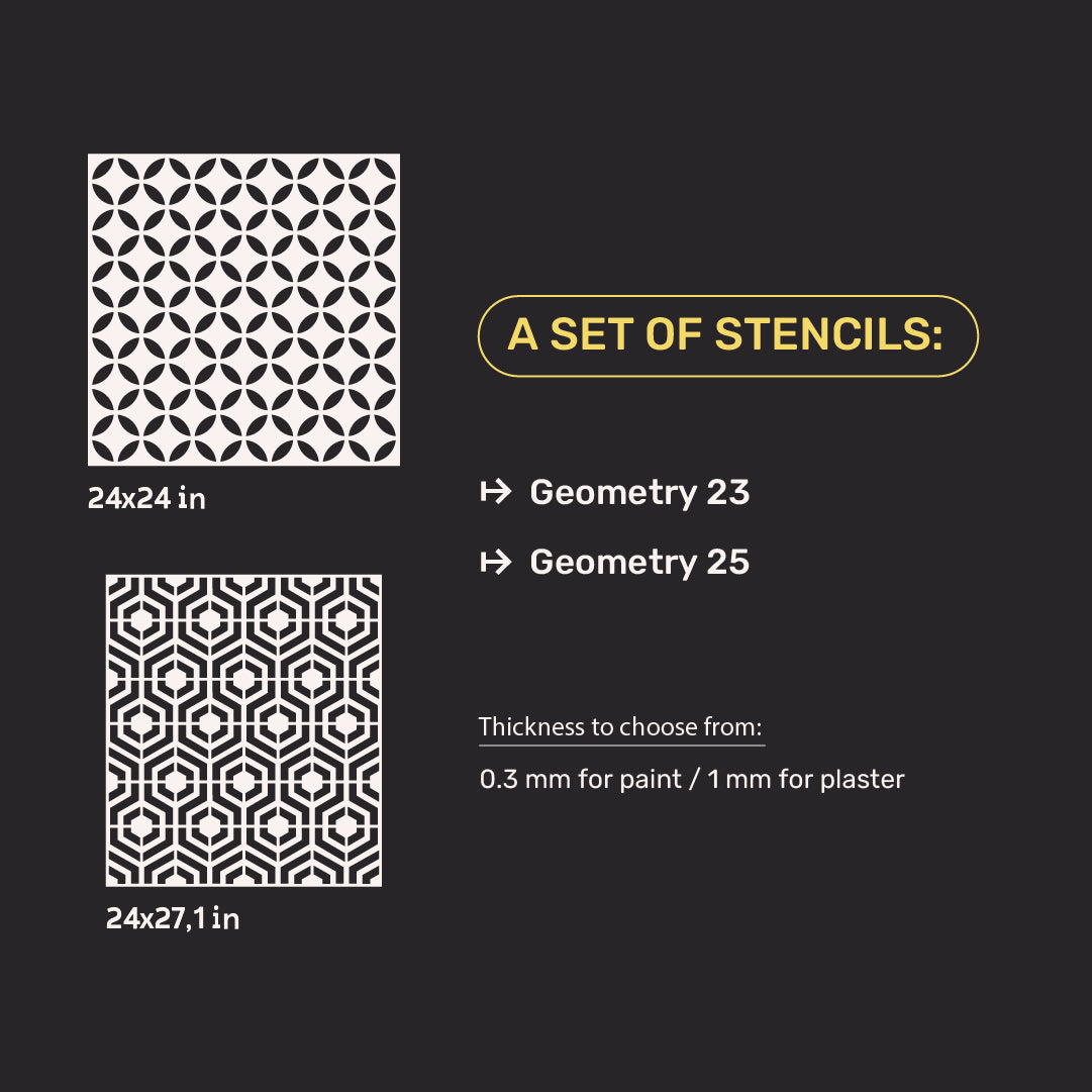 DFA stencils for decoration (Geometry 23 + Geometry 25) for plaster and paint 0.3-1 mm (N00063)