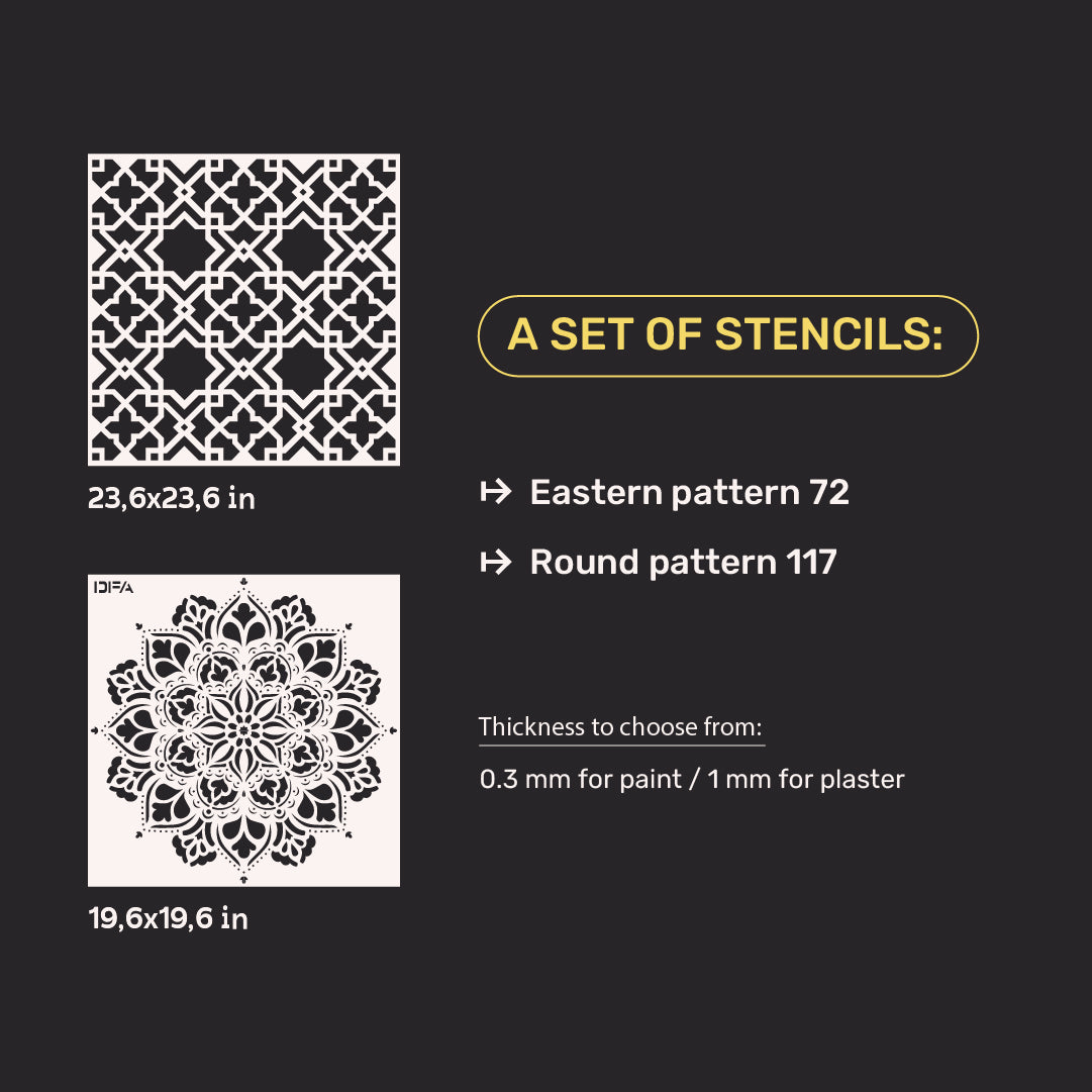 Set of stencils DFA for walls (East 72 + Round 117) for plaster and paint 0.3-1 mm (N00113)