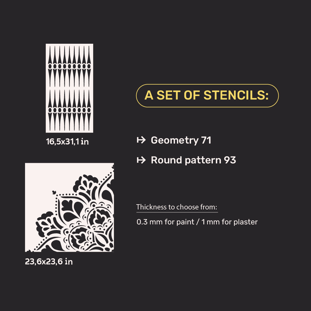 Set for wall decoration under plaster and paint 38 (Geometry 71 + Round pattern 93) 0.3-1 mm (N00038)