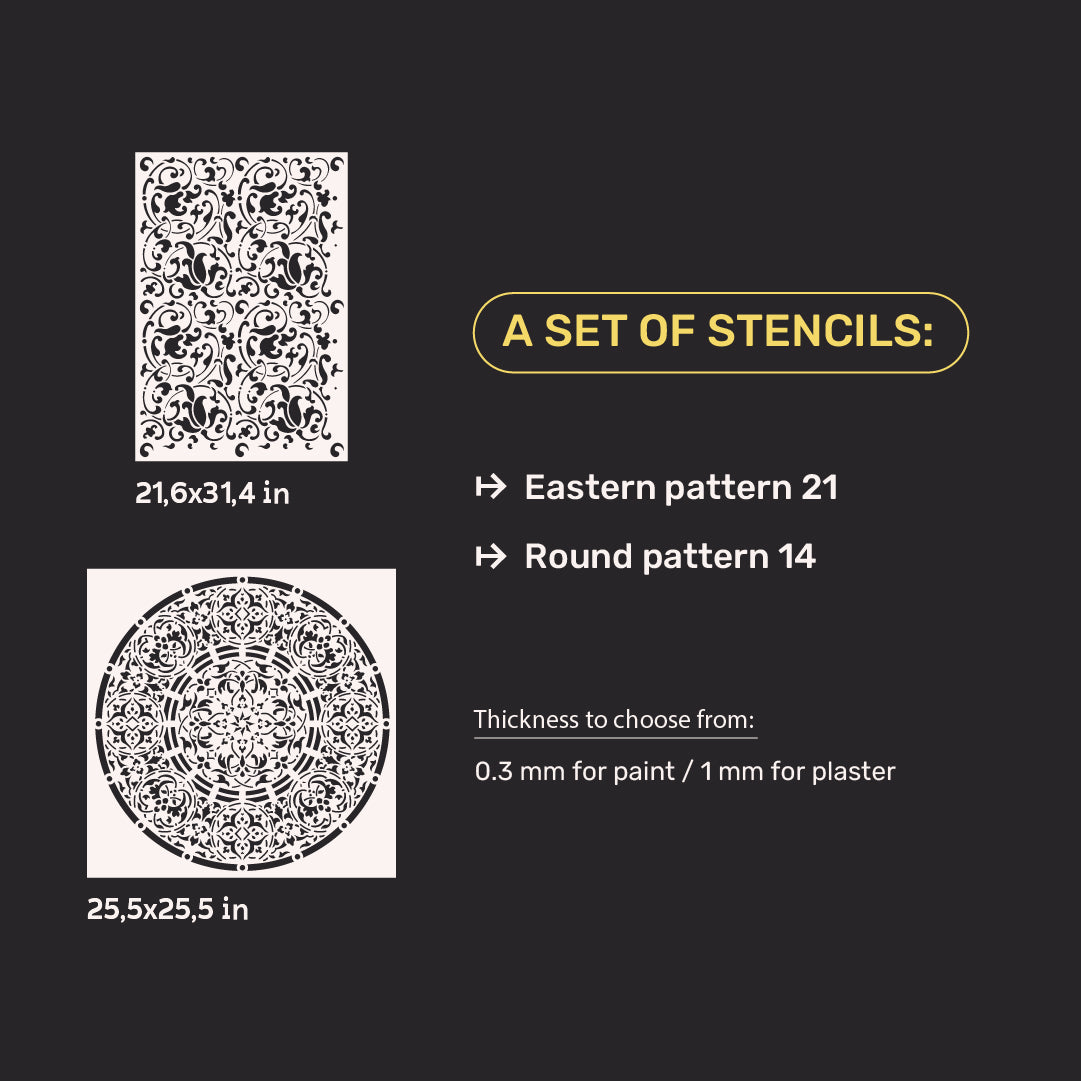 Stencils DFA decor set for plaster and paint (Eastern 21 + Round 14) 0.3-1 mm (N00136)