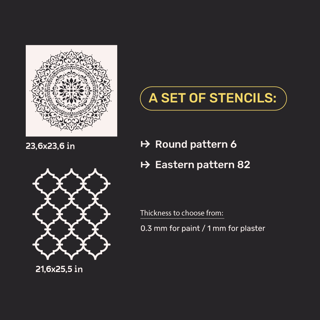 Set of stencils DFA decor for plaster and paint (Round 6 + Eastern 82) 0.3-1 mm (N00093)