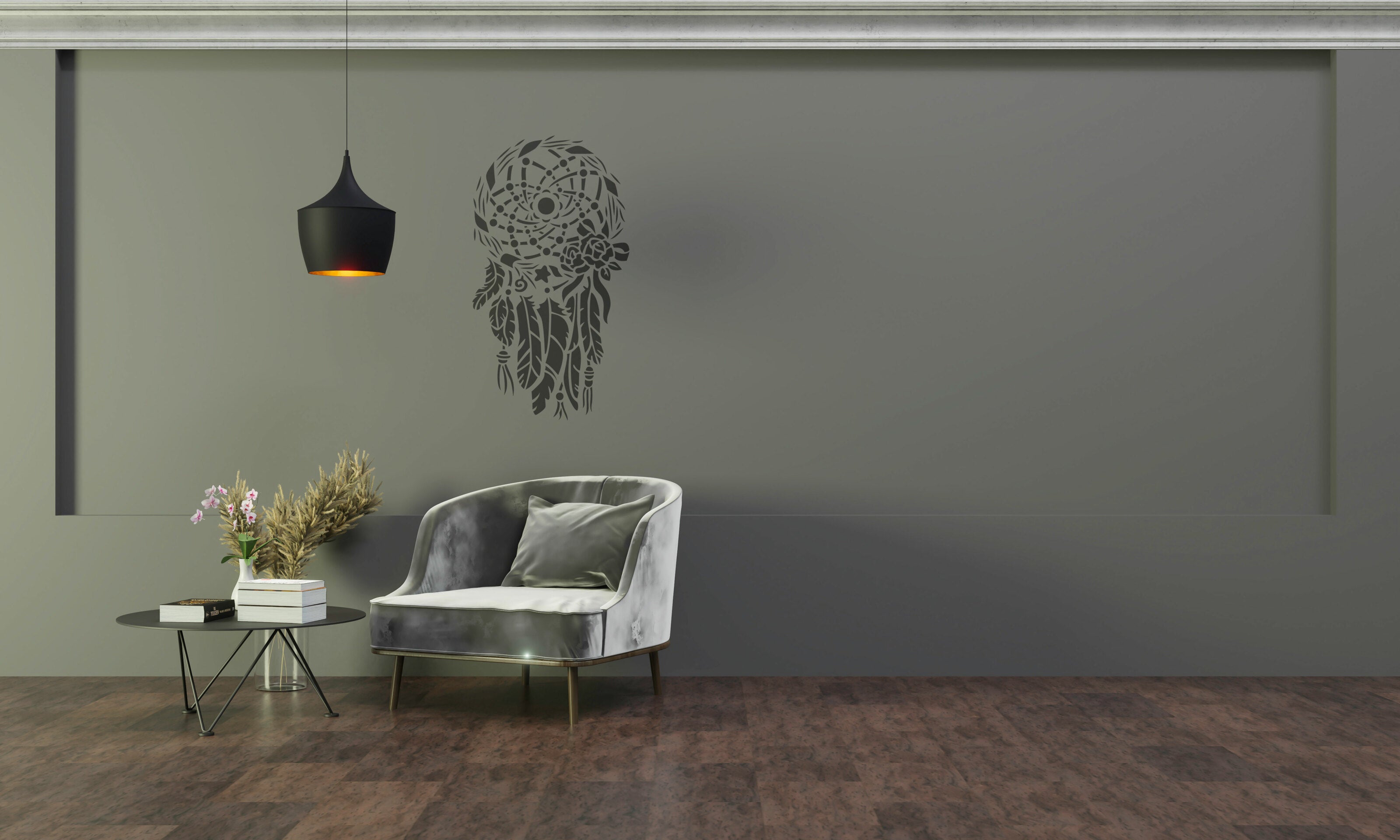Stencil DFA reusable Round pattern 58 Dream catcher 1 for plaster and paint 0.3-1mm (C00058)