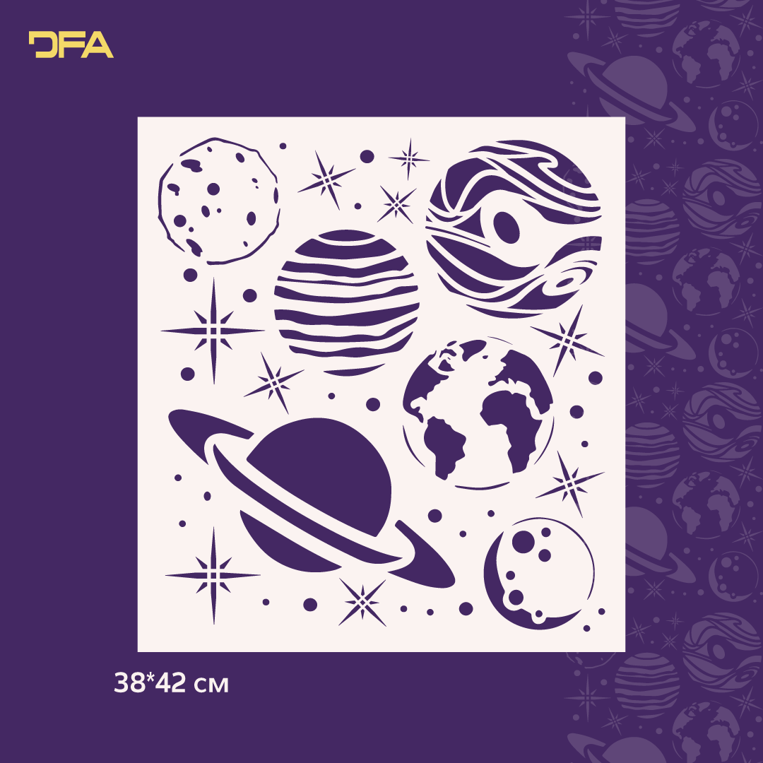 Stencil DFA Planets for plaster and paint 0.3-1mm (X00092)