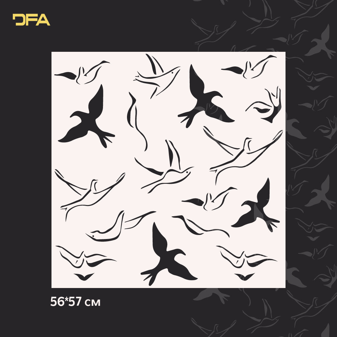 Stencil Birds DFA animals for walls for plaster and paint 0.3-1mm (J00035)