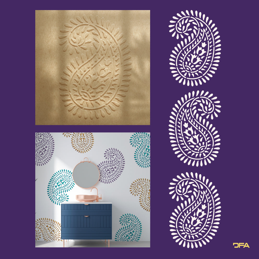 DFA reusable stencil for decorative plaster and paint Oriental pattern 0.3-1mm (V00064)
