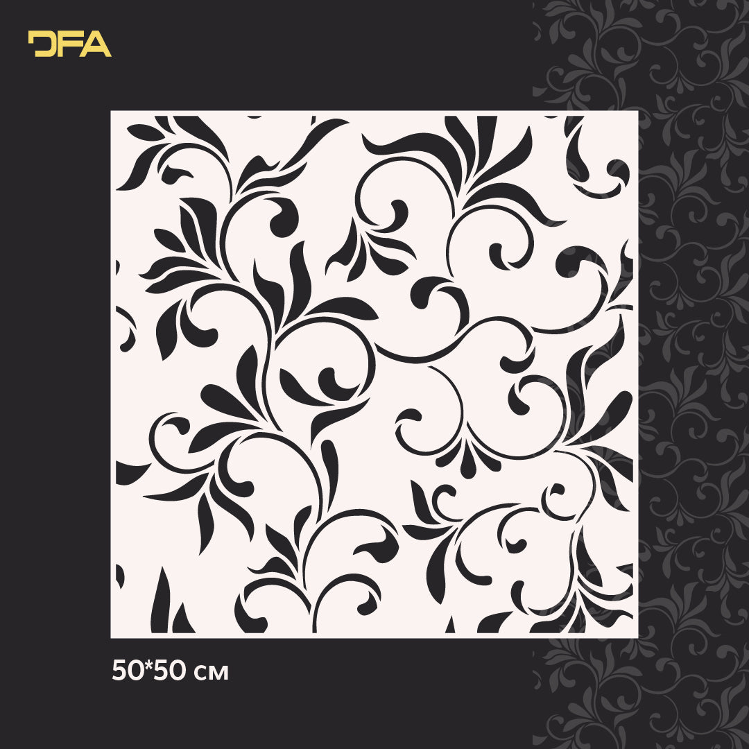Reusable stencil DFA for decorative plaster and paint Oriental pattern 0.3-1mm (V00063)