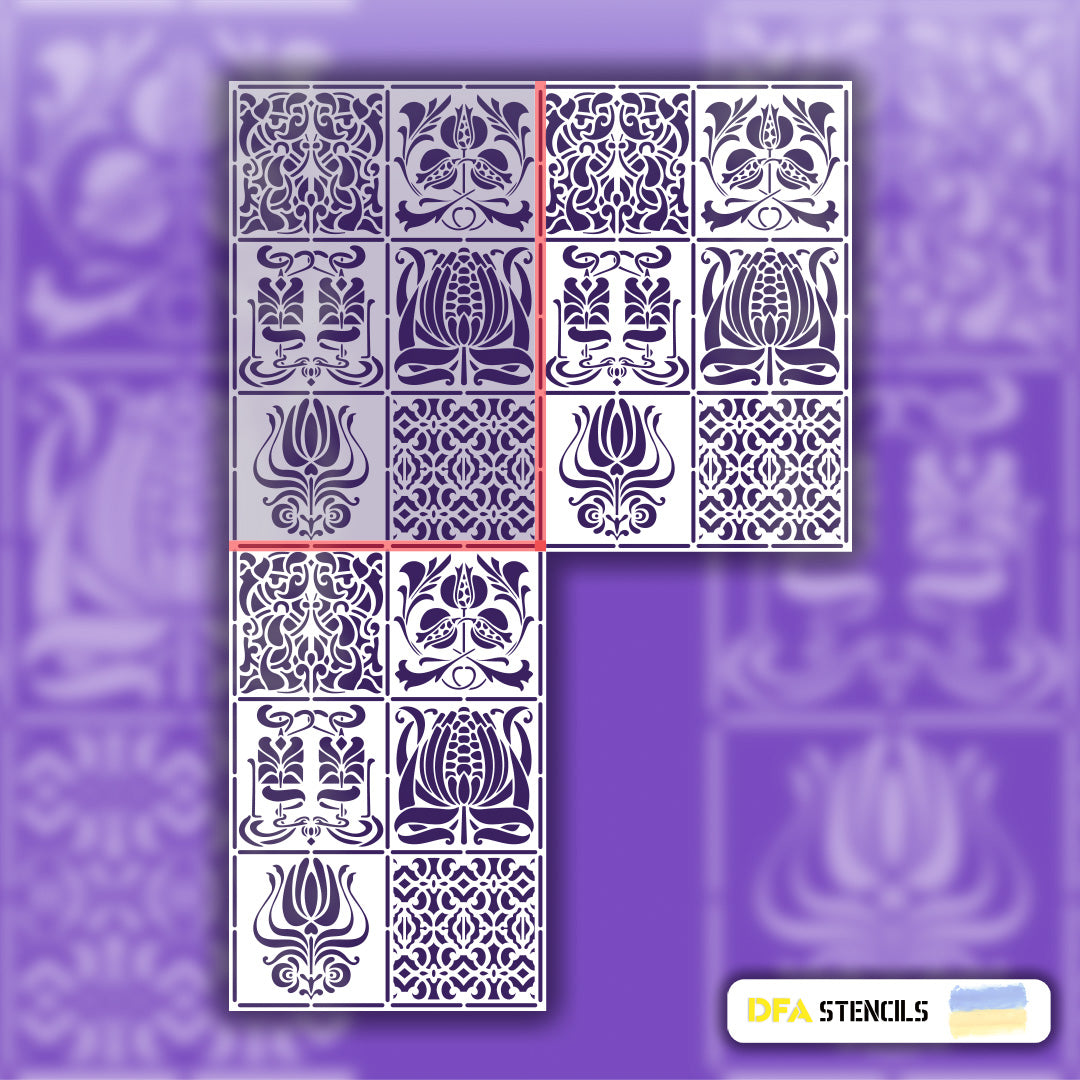 Reusable stencil for decoration DFA square pattern, for putty and paint, 0.3-1mm (K00045)