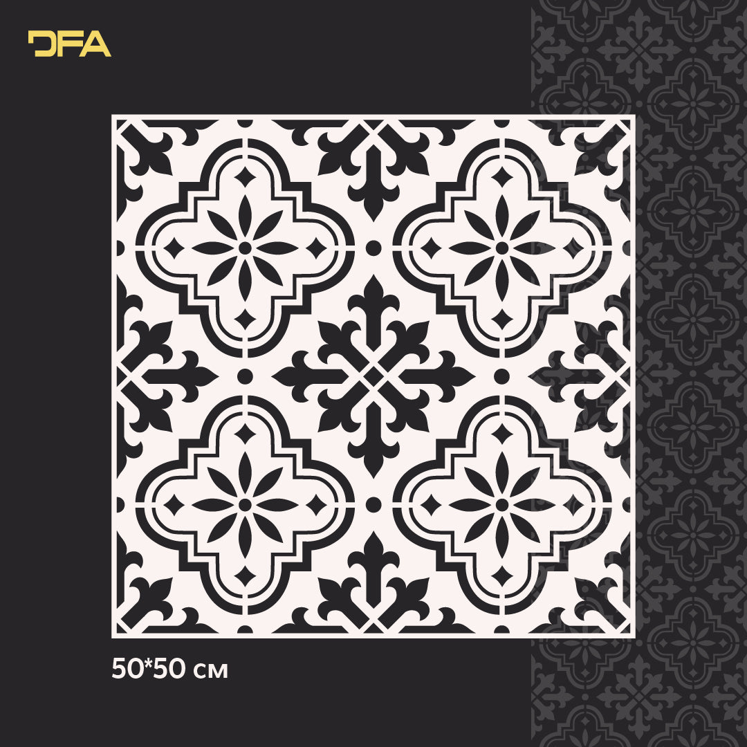 Reusable stencil DFA for decorative plaster and paint Oriental pattern 0.3-1mm (V00060)