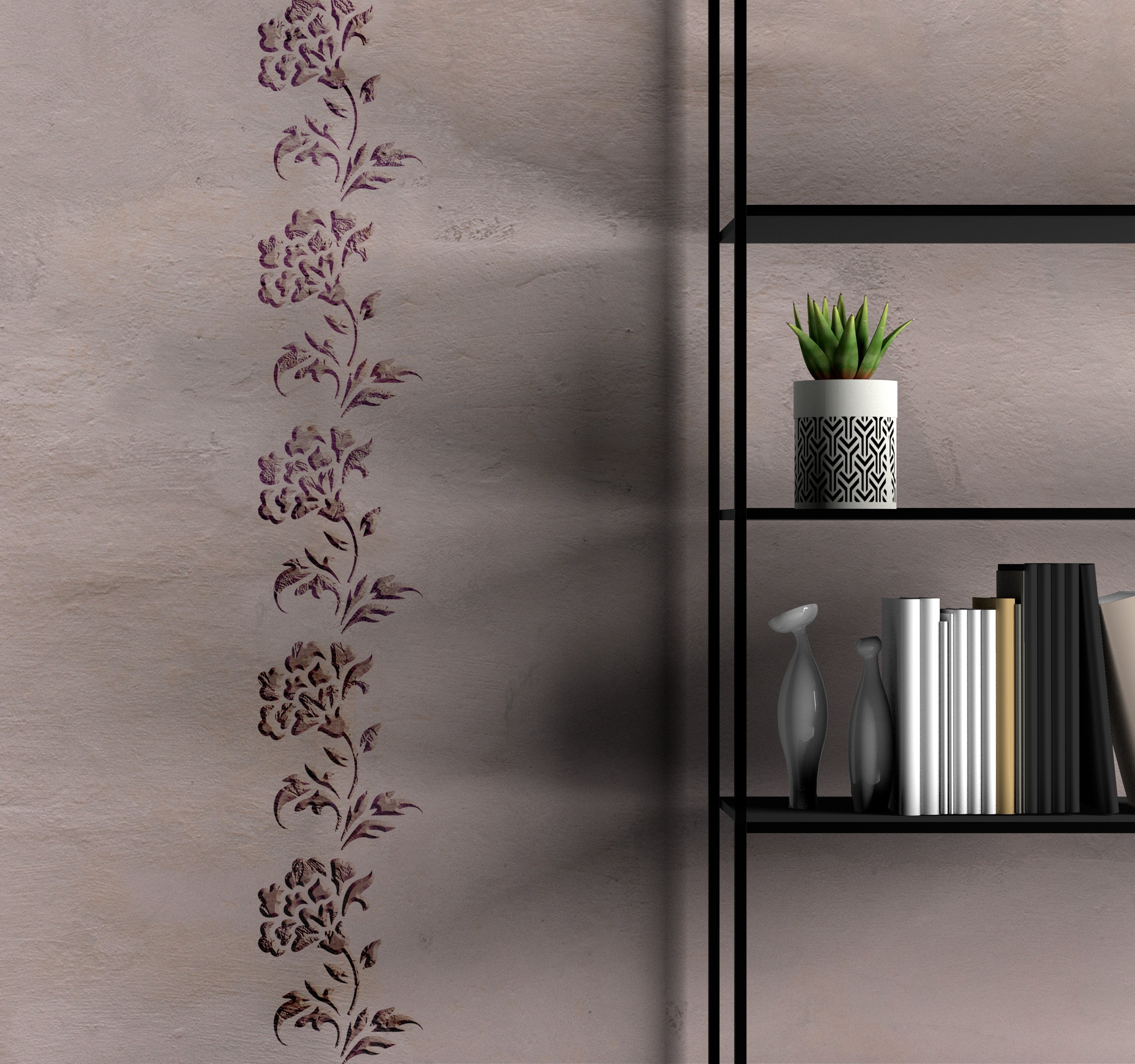 Floral ornament: DFA reusable border stencil - easy and stylish 0.3-1 mm (B00084)