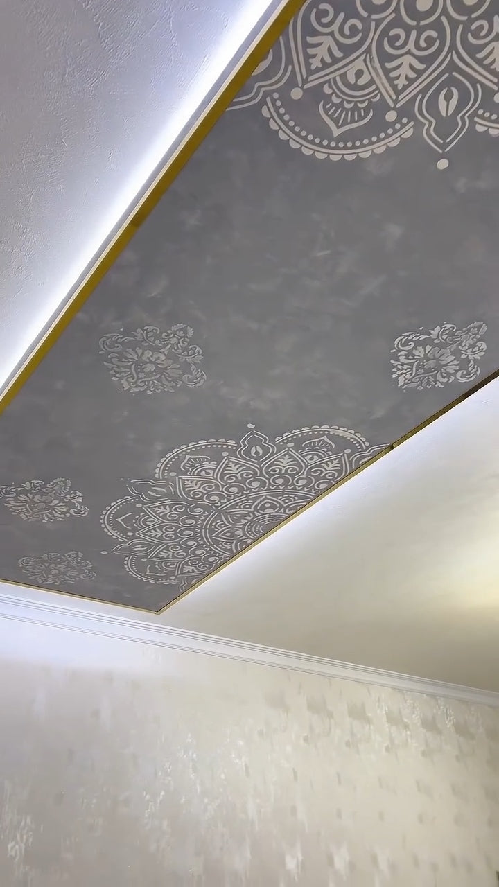 Set of 2 DFA Damask and Round Mandala Stencils: Spectacular Interior Decor 0.3-1 mm (N00140)