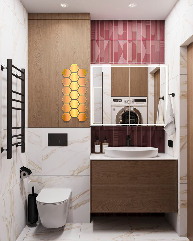DFA Honeycomb Mirror Decor: A Modern Geometric Accent for Any Space, 18pcs/36pcs (YA00028)