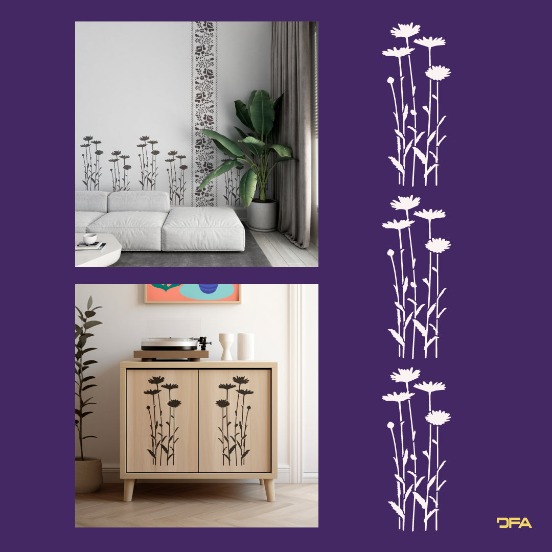 Stencil DFA for walls Flowers for plaster and paint 0.3-1mm (P00128)