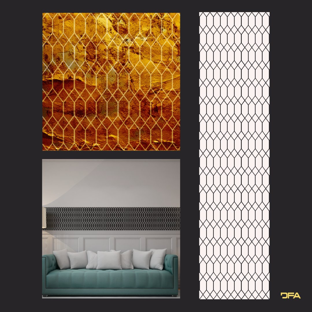 Reusable stencil DFA for decorative plaster and paint Oriental pattern 0.3-1mm (V00054)