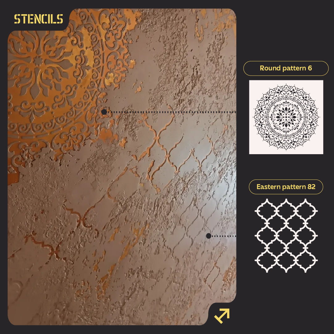Set of stencils DFA decor for plaster and paint (Round 6 + Eastern 82) 0.3-1 mm (N00093)