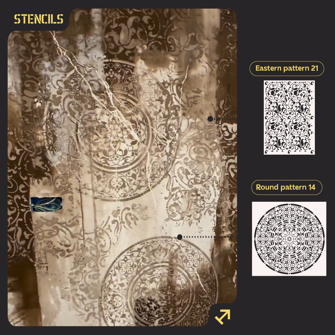 Stencils DFA decor set for plaster and paint (Eastern 21 + Round 14) 0.3-1 mm (N00136)
