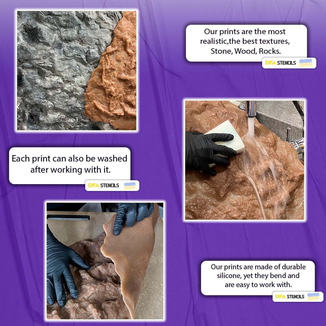 Silicone impression for decoration Stone texture (brown) W00012