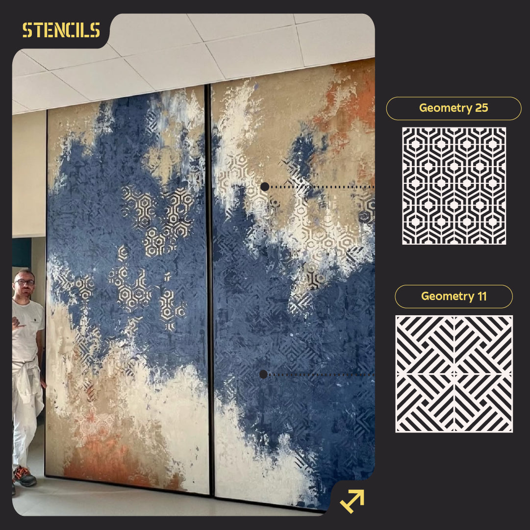 Stencils DFA set for decoration under plaster and paint (Geometry 25 + Geometry 11) 0.3-1 mm (N00084)