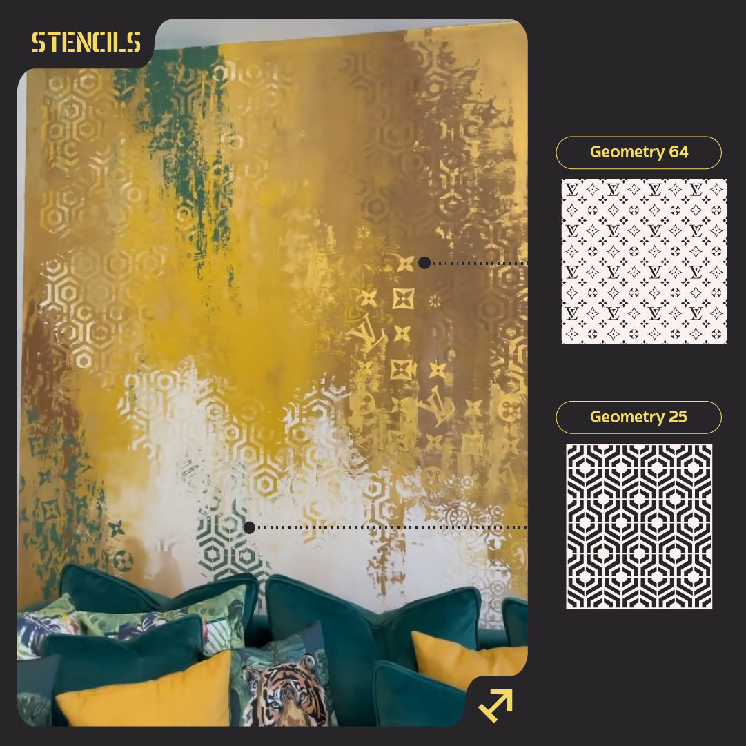 DFA Set of stencils for decoration (Geometry 64 + Geometry 25) for plaster and paint 0.3-1 mm (N00101)