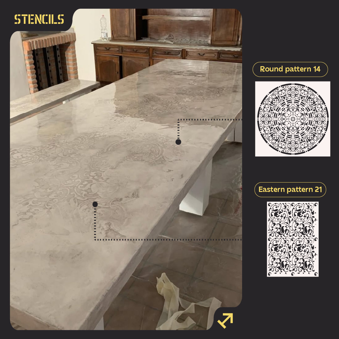 DFA Set of stencils (Round 14 + Eastern 21) wall decor for plaster and paint 0.3-1 mm (N00131)