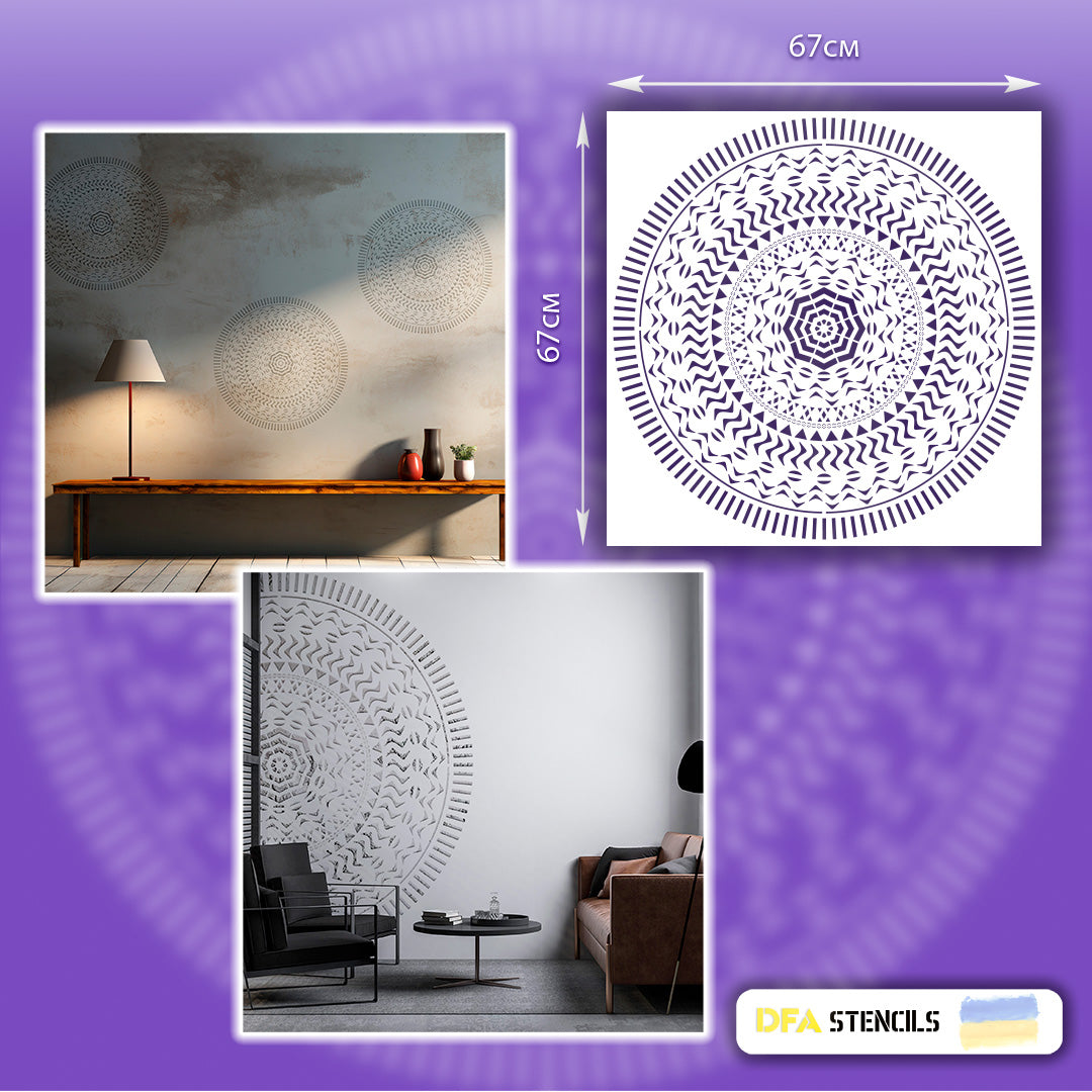 Stencil DFA reusable Round pattern for plaster and paint 0.3-1mm (С00087), 1mm - For plaster