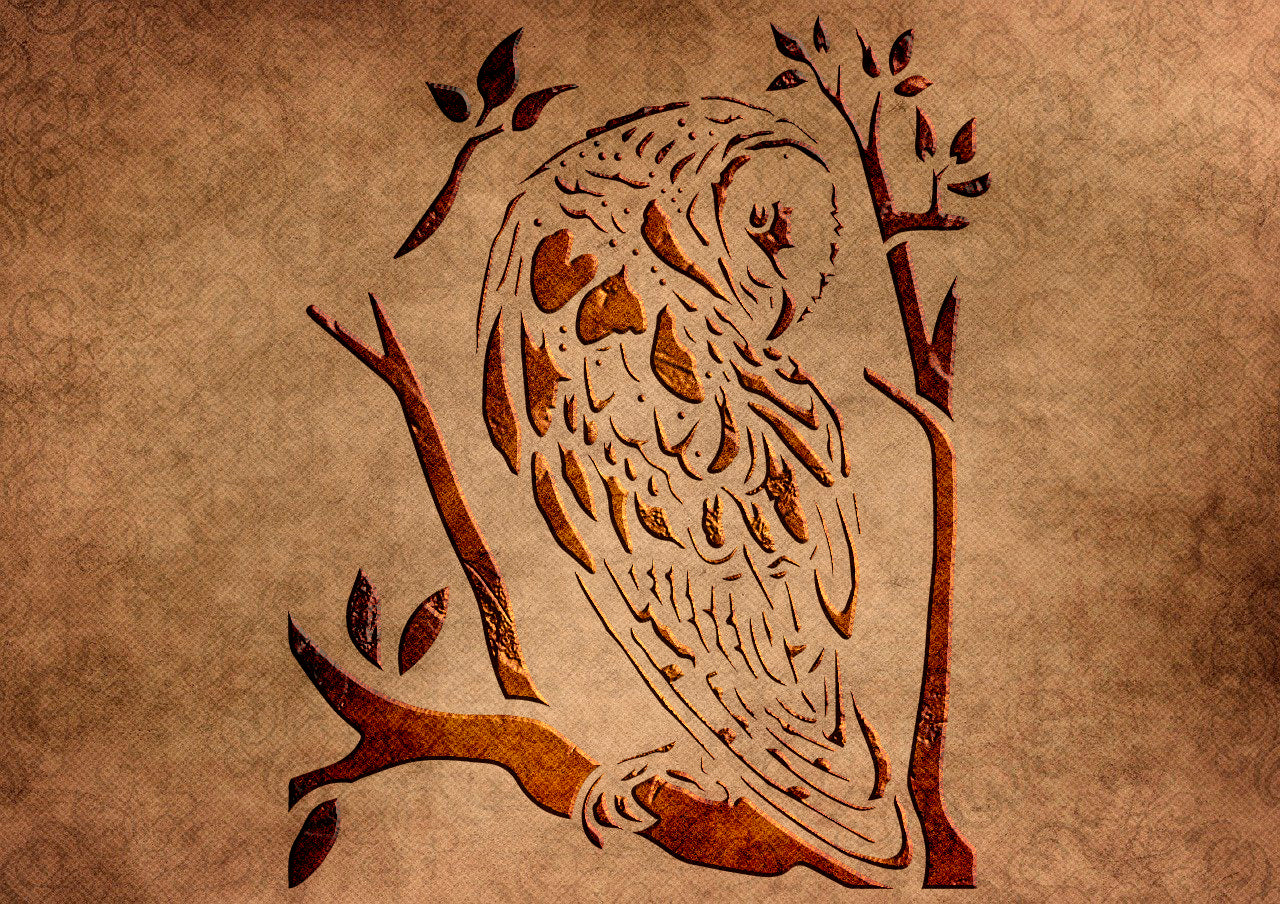 Stencil Owl DFA animals for walls for plaster and paint 0.3-1mm (J00046)