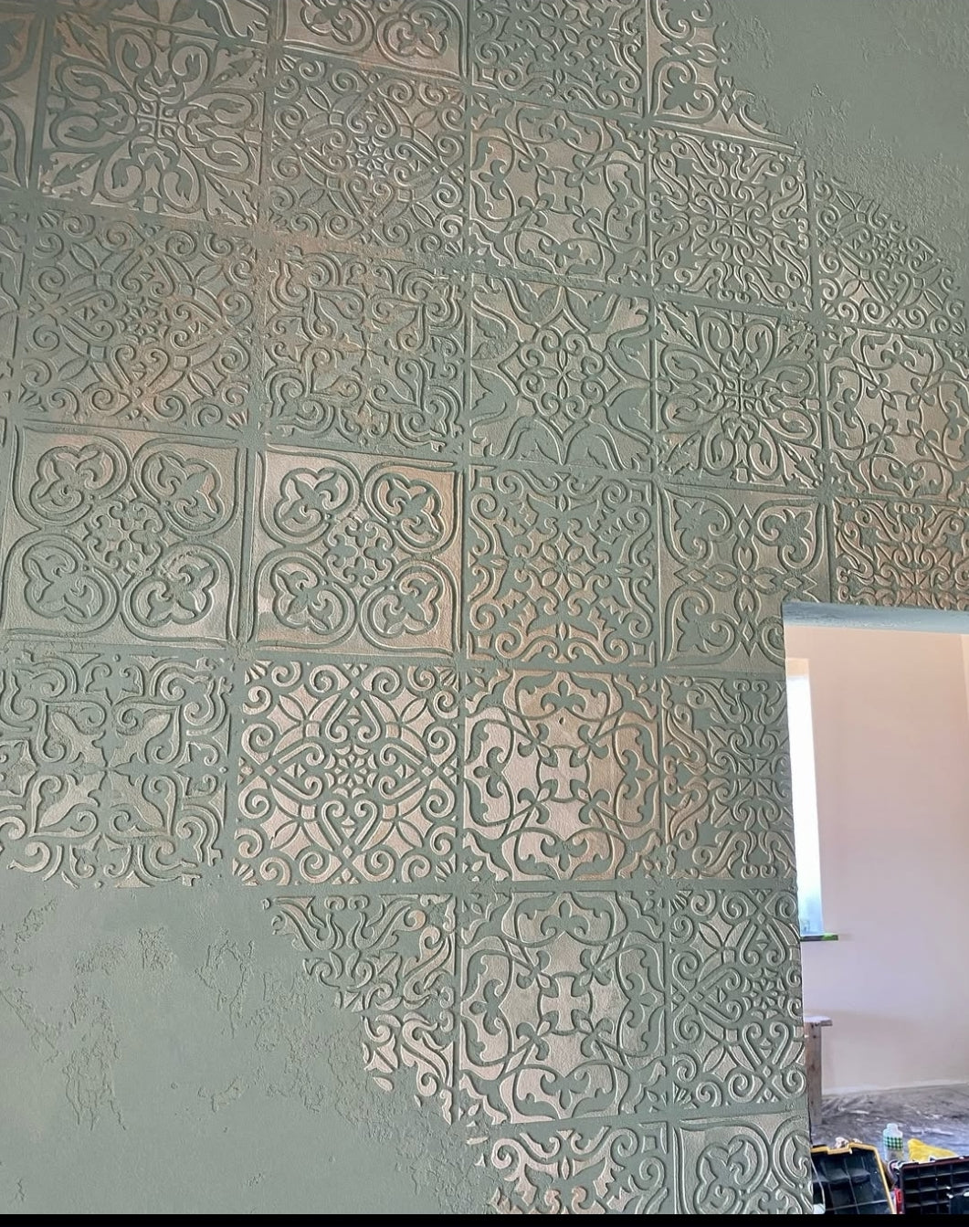 Wall decoration set for plaster and paint 6 Stencils DFA (Square pattern 6 + Round pattern 56 + Damask 11) 0.3-1 mm (N00006)