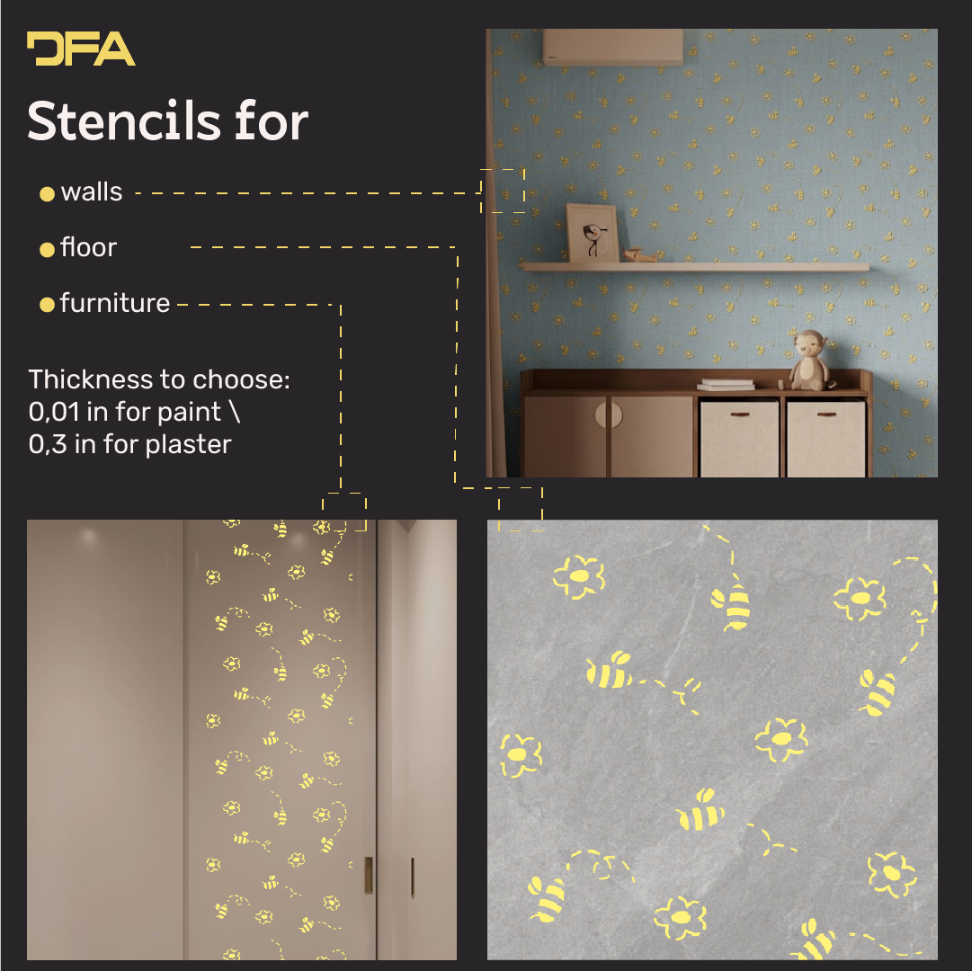 Bees on the walls – a magical atmosphere for a child's room with DFA 0.3–1 mm (E00099)