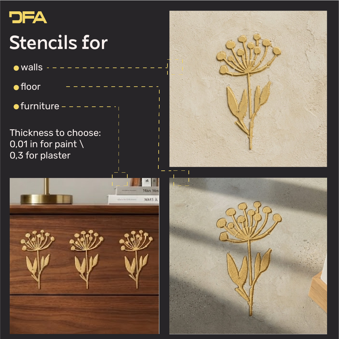 DFA "Flower" Stencil for Decoupage on Interior Decor Items (P00209)
