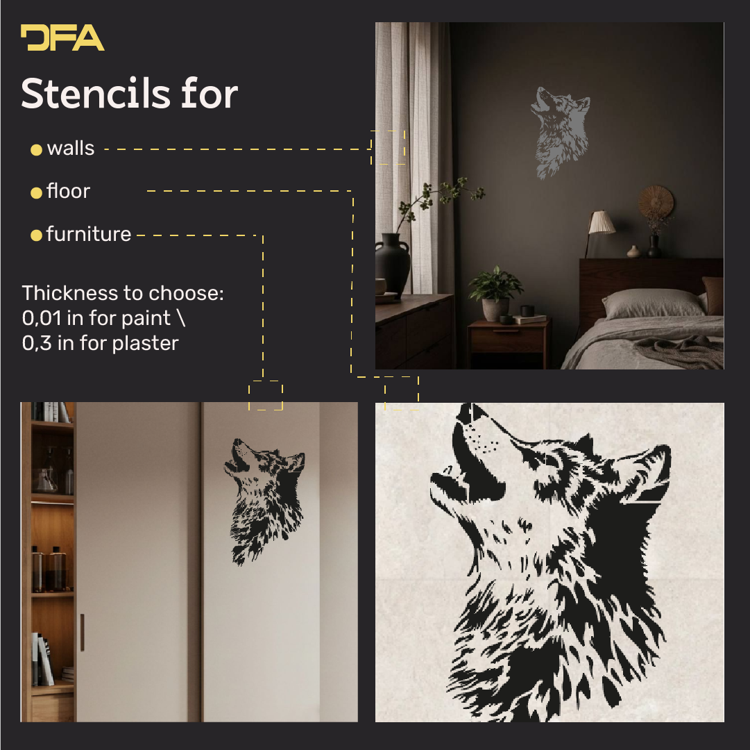 DFA Wolf Stencil – create a sense of lightness in your interior. Thickness 0.3–1 mm (J00079)