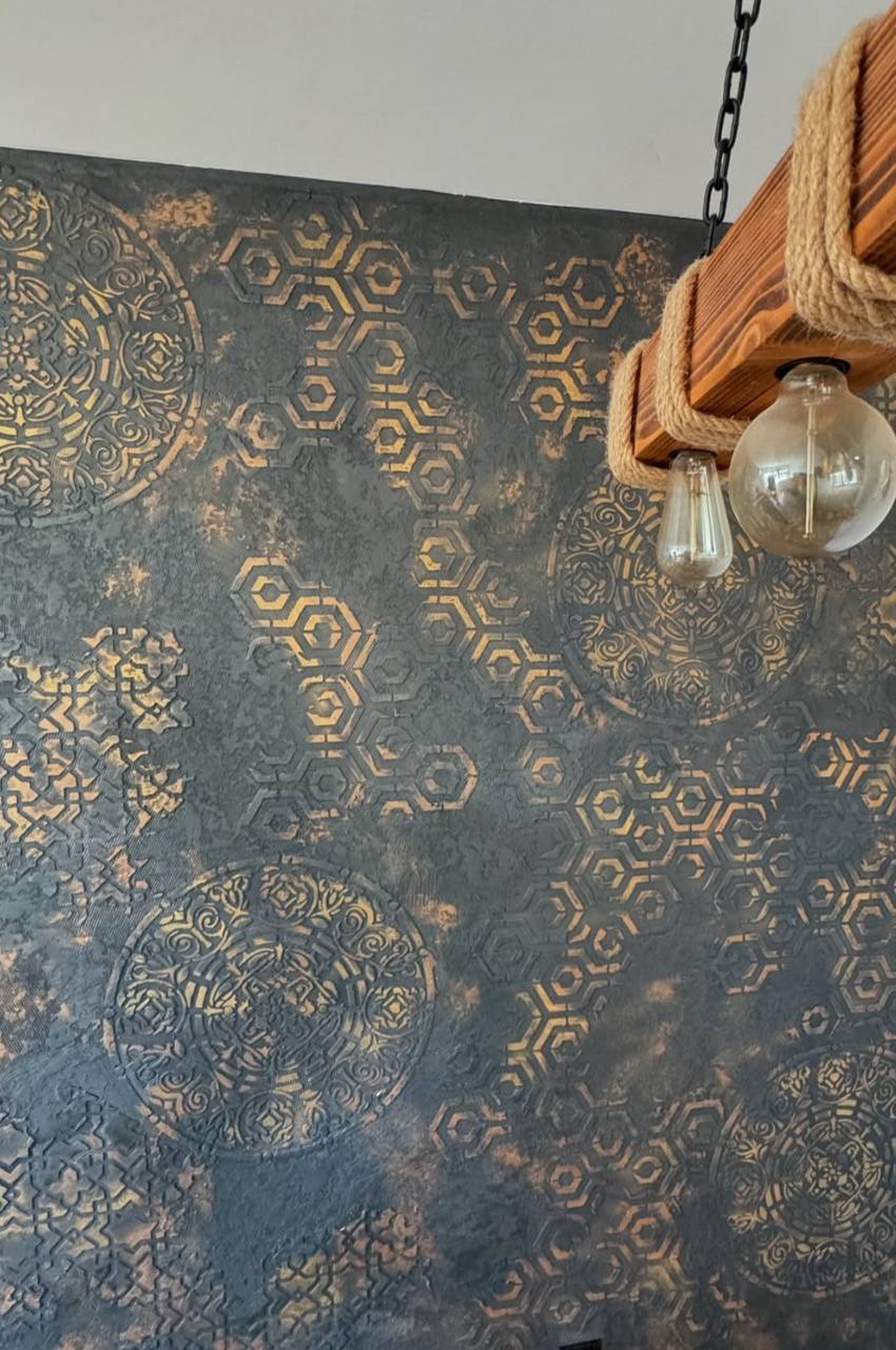 Round patterns - a new aesthetic of decorative plaster with a stencil DFA 0.3-1 mm (С00116)