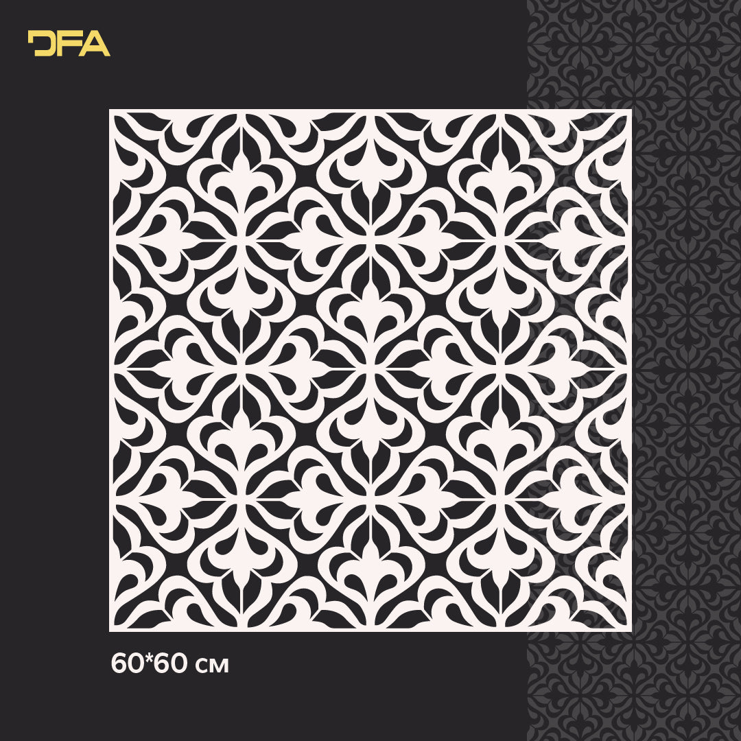 Reusable stencil DFA for decorative plaster and paint Oriental pattern 0.3-1mm (V00061)