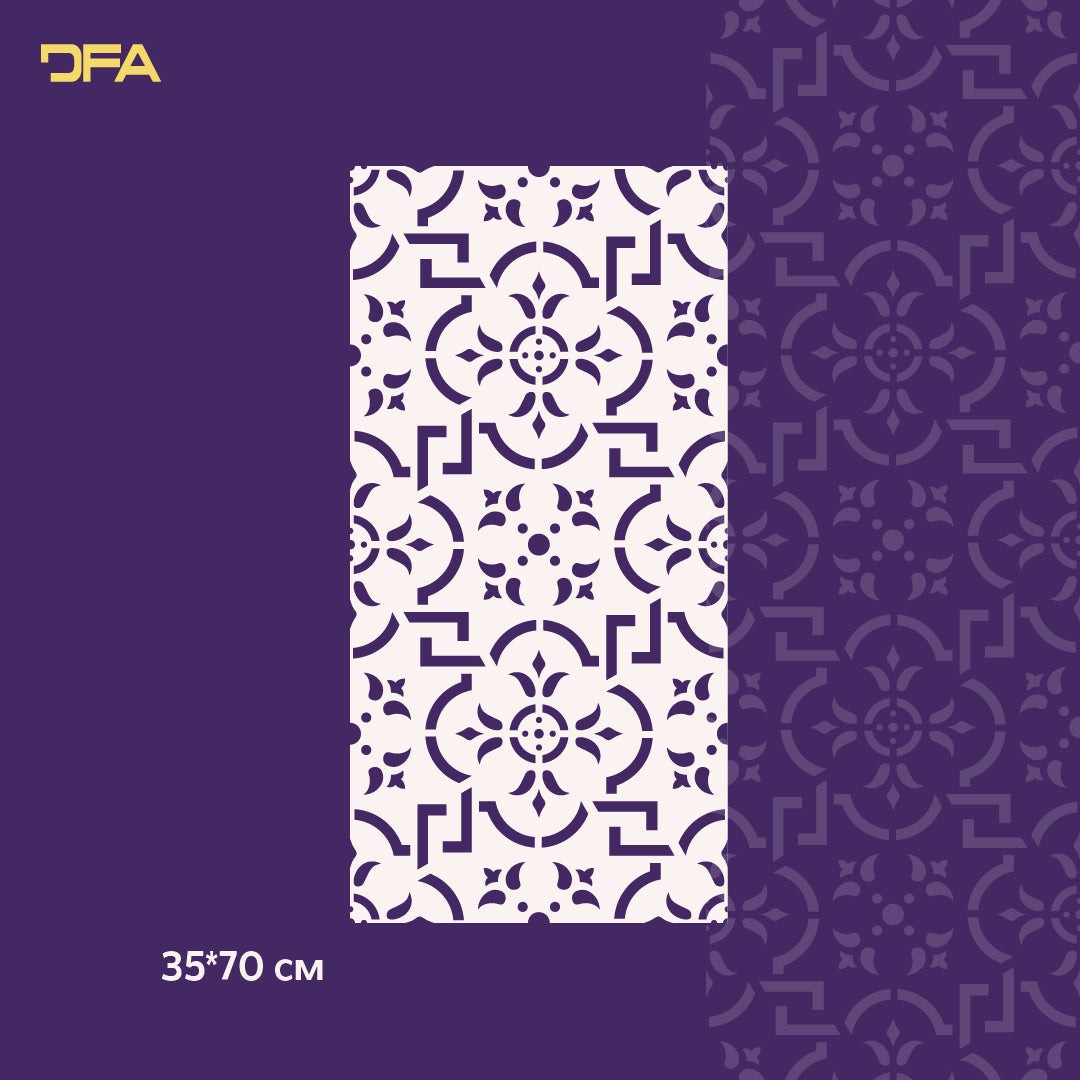 Reusable stencil DFA for decorative plaster and paint Oriental pattern 0.3-1mm (V00058)
