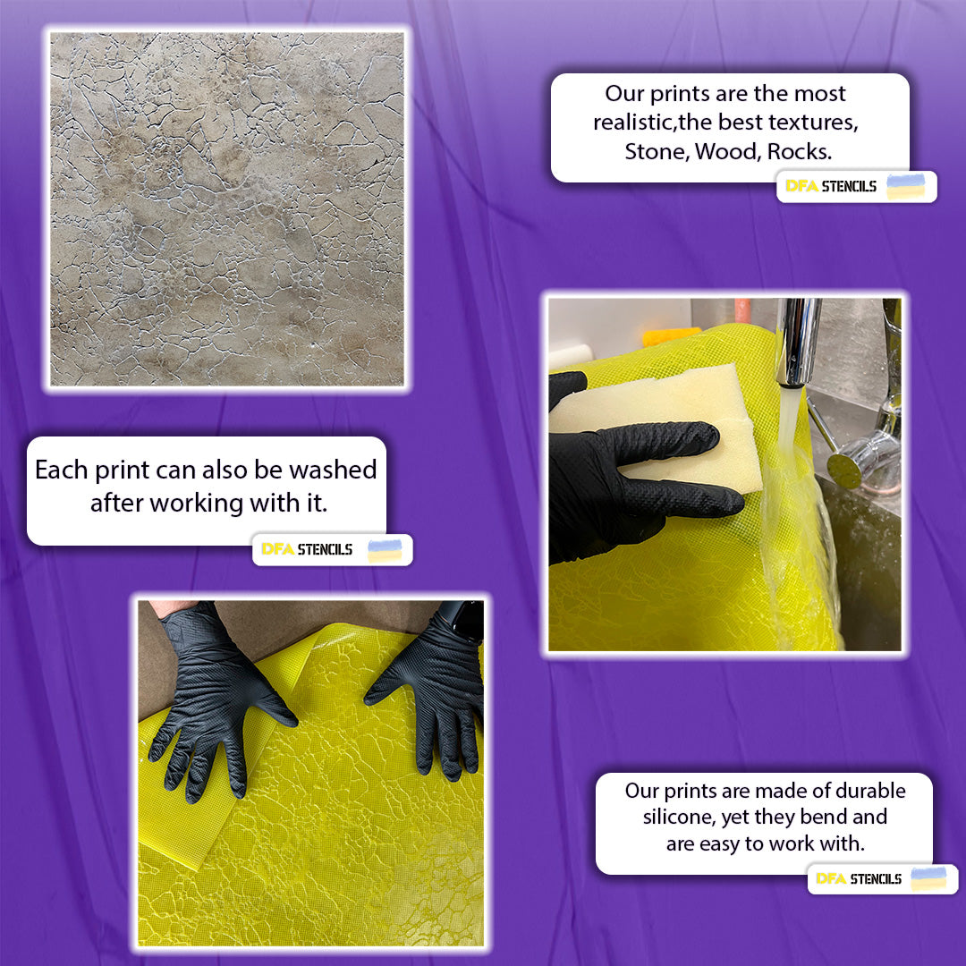 Silicone impression for decoration Marble veins yellow W00002