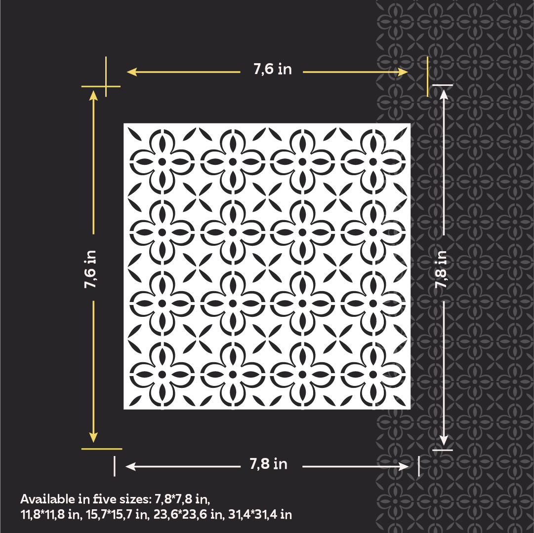 Square Patterns for Vibrant Interiors: DFA 0.3–1 mm Decorative Stencil (K00138)