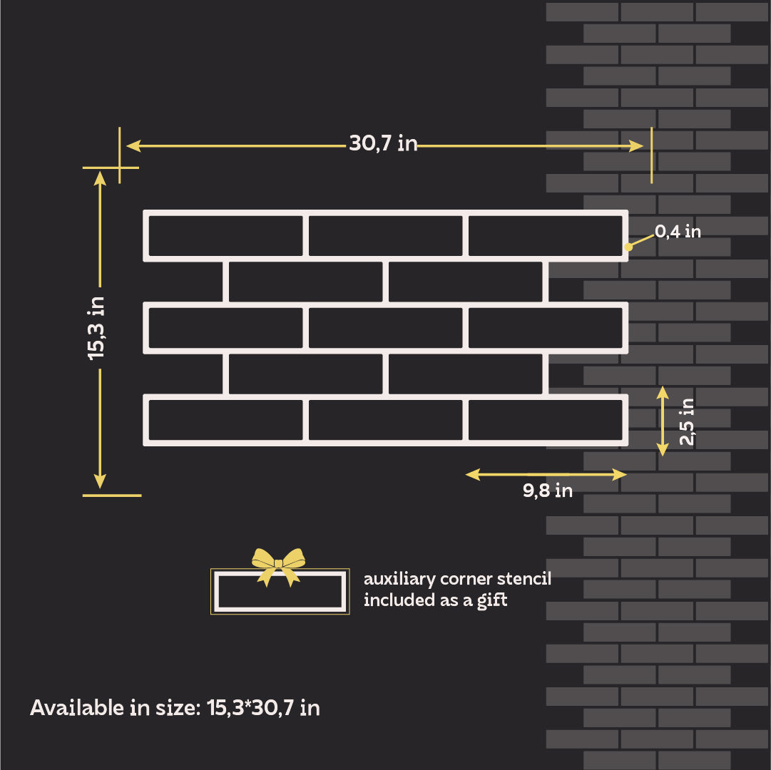 DFA Stencil Facade Bricks reusable for decorative plaster and paint 0.3-1mm 39*78 + 6x25 (F00001)