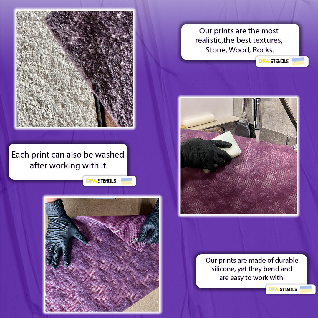 Silicone impression for decoration Stone texture (purple) W00009