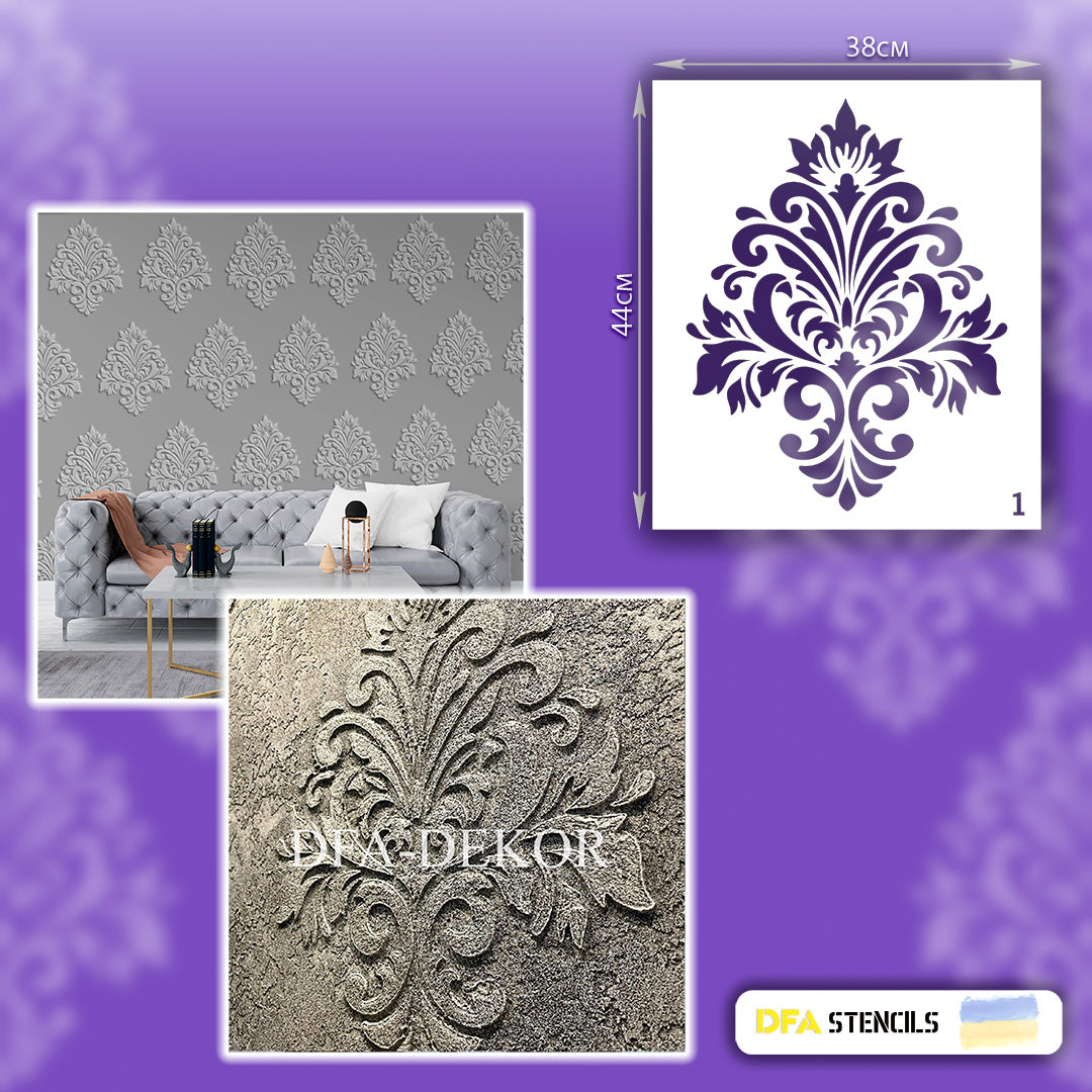 Stencil for decoration DFA Royal Damascus 1, for putty and paint, 0.3-1mm (D00001)