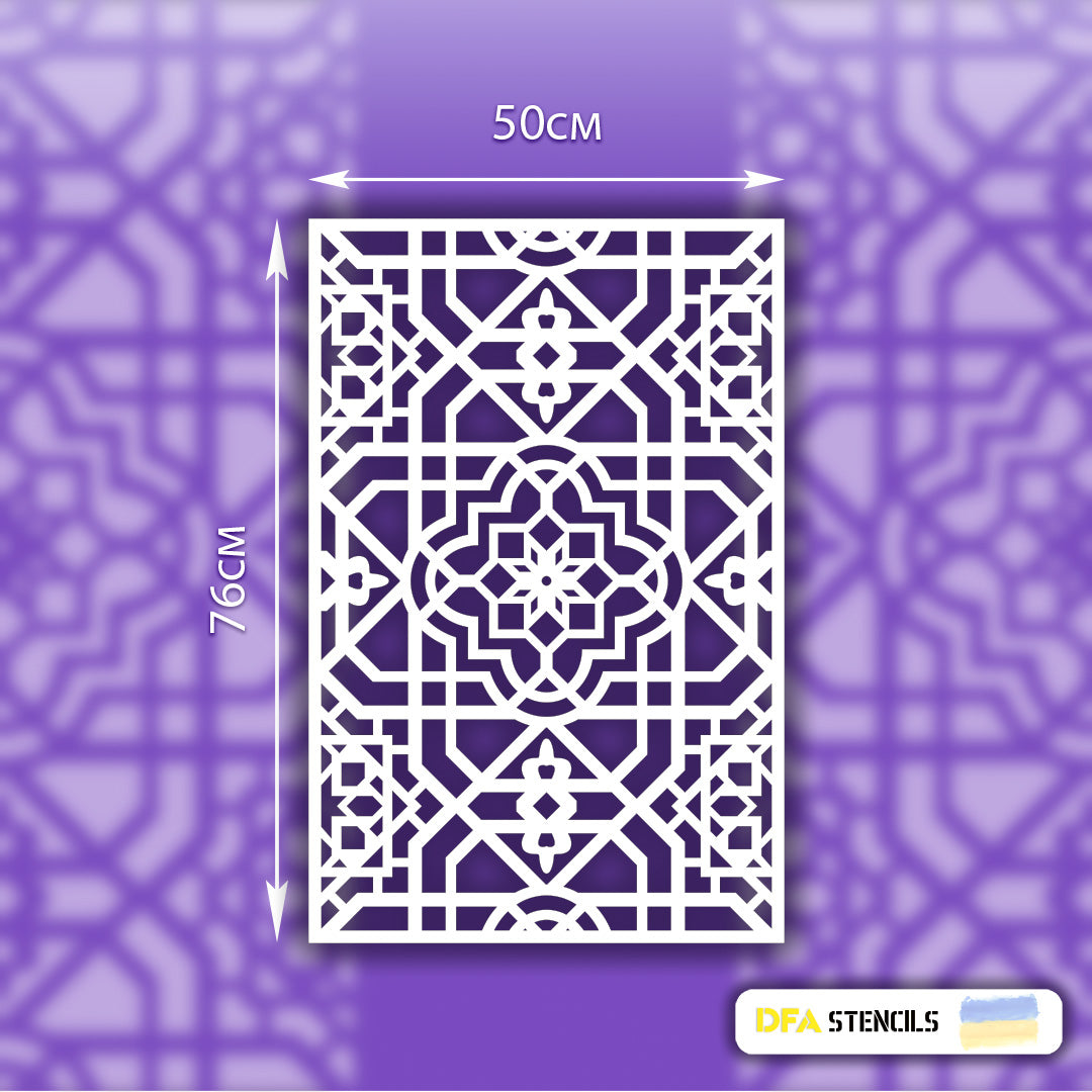 Reusable stencil DFA for decorative plaster and paint Oriental pattern 0.3-1mm (V00041)