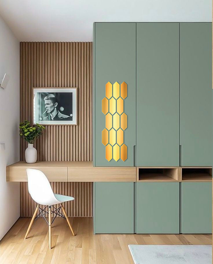 Geometric Magic: DFA Mirror Honeycombs Visually Expanding Space 15pcs/30pcs (YA00011)